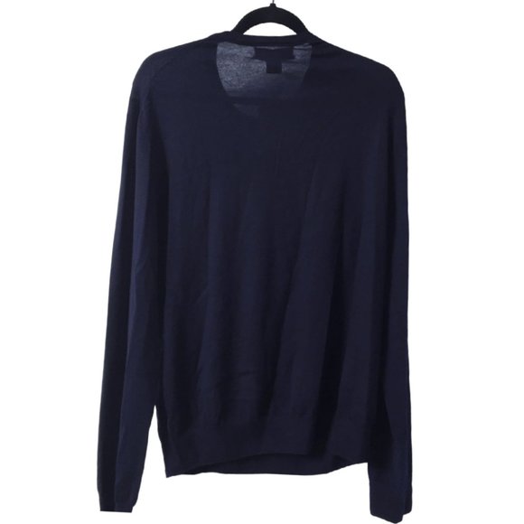 HOLD Bloomingdale's Cashmere CREWNECK Sweater Navy L - Picture 2 of 5
